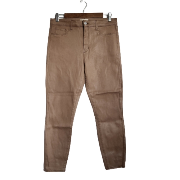 L'AGENCE Margot Skinny High-Rise Cappuccino Brown Coated Ankle Jeans Sz 31 NWOT - Picture 2 of 14